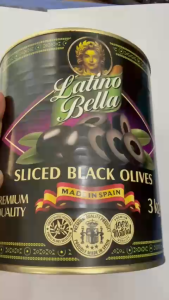 Trái Ô liu đen ngâm cắt lát hiệu Latino Bella 3kg nhập khẩu Tây Ban Nha
