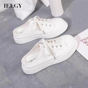 IELGY Half Drag Canvas Shoes Women All-match Thick-soled Shallow Mouth