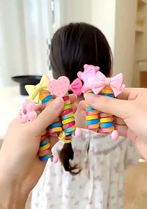 Ikat Rambut Korea Model Kabel Motif Karakter Kuncir Kepang Ponytail Elastis Aksesoris Rambut Anak