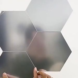 60Pcs Hexagon Mirror Wall Stickers / DIY Home Art Mirror Ornaments / 3D Self Adhesive Acrylic Mirror Sticker / Bedroom Bathroom Home Decor Wallpaper Sticker Decal