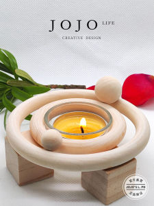 Modern Simplicity Wooden Candlestick Solar System Theme Astronomical Movement Home Decorations for Strange Shaped Candles