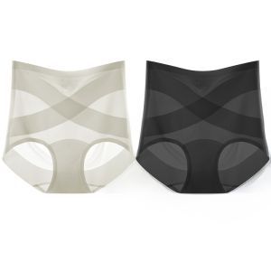 MiiOW | กางเกงชั้นในผู้หญิงเอวสูงไร้ตะเข็บระบายอากาศได้ดี กางเกงชั้นในผ้าไนลอนแบบบางสำหรับฤดูร้อนป้องกันแบคทีเรีย ชุดชั้นในแบบกระโปรงสั้นสำหรับผู้หญิง