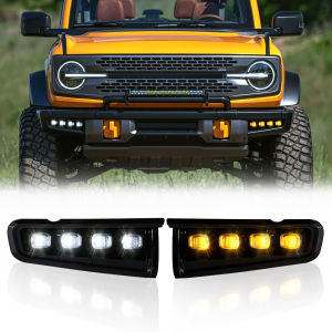 Đèn LED DRL Chạy Ban Ngày Cho Ford Bronco 2021-2023 Đèn Sương Mù Cản Trước 12V Siêu Sáng Tuổi Thọ Cao Chống Thấm Nước Tích Hợp Xi Nhan Phụ Kiện Ô Tô