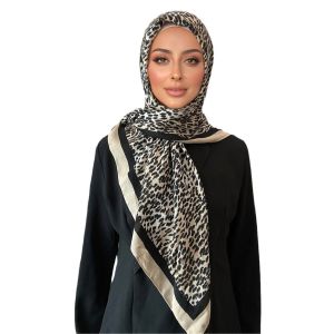 Jifang 105x105cm Fashion Leopard Square Scarf Bandana Oversized Large Pashmina Head Wraps Muslim Hijabs Bawal PW27