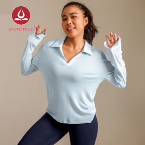 Di chuyển đào thể thao cho nữ Tay áo dài v-cổ ve áo Xẻ Bên Hông ở cổ tay lỏng lẻo & thoải mái Áo Yoga Pilates phòng tập thể dục khiêu vũ mặc hàng ngày CSV