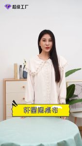 Khăn Trải Bàn Tròn Vải Cotton Linen Viền Ren Chống Thấm Dầu Chống Thấm Nước - 0015