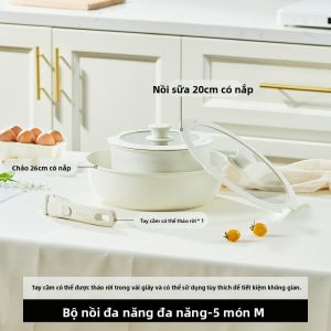 CAROTE | Chảo Đáy Phẳng Có Tay Cầm Tháo Rời Không Dính Dùng Được Trên Bếp Từ Và Bếp Gas