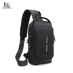 LouisWill Multi-Functional Chest Bag Crossbody Bag Smooth Zipper Bag Sports Bag Waterproof Anti-Thief Code Lock Casual Bag Street Shoulder Bag Messenger Bag Versatile Fashion Chest Bag Travel Bag Business Bag