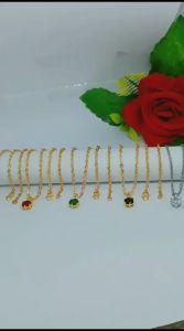 KALUNG TITANIUM RANTAI NORI PERMATA WARNA TERKINI PERHIASAN WANITA SIMPEL ELEGANT ANTI KARAT&LUNTUR