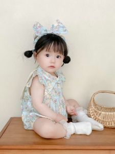 ใหม่ Yi Xin Fei เด็กฤดูร้อนบางแขนสั้นผ้าอ้อมสาวแฟชั่นดอกไม้พิมพ์ผ้าฝ้ายโพลีเอสเตอร์เสื้อสําหรับ 18-25 วันเกิด...