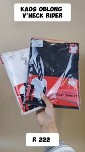 Kaos Dalam Pria Oblong V-Neck RIDER R 222 BW Hitam Isi 1Pcs