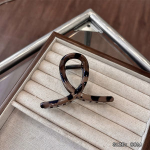 Burgundy Leopard Print Hair Claw Vintage Butterfly Knot Crossed Shark Bite Back of Head Updo Clip High End Hair Accessories