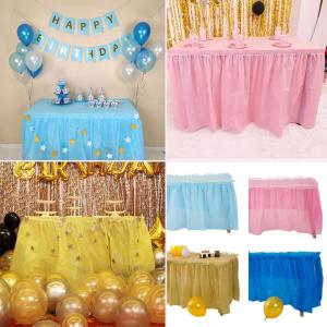 Disposable Plastic Table Skirt Tablecloth Rectangle Tulle Table Cover Wedding Birthday Party Decoration