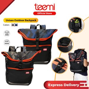 TEEMI Uniseks Beg Sekolah Budak Kolej Camouflage Roll Top Travel Laptop Backpack Adjustable Capacity Flip Down Bag Water Resistant Satchel College Knapsack Bergen Rucksack G-Hook Flap Closure