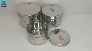 Set of 3 Stainless Steel Kitchen Storage Container Air Thigh Food Storage Box 2L 1.5L 1L Masala Dabba Canister Kitchen Storage Container Food Spice Sugar Flour Dough Liquid Storage