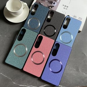 เคสโทรศัพท์แบบมีแม่เหล็กดูดซับลายผ้าแบบเรียบง่ายสำหรับ Sony Xperia 1 III/1 VII ป้องกันการตกหล่น สำหรับผู้ชายและผู้หญิง รุ่น Xperia 1 IV/5 IV/10 IV/1 VI