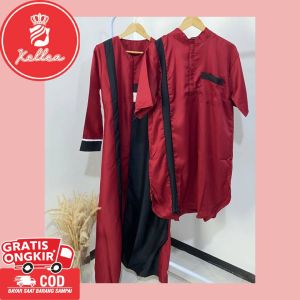Baju Couple Arielluna Fashion Lebaran Couple Muslim Pasangan Gamis Muslimah Kekinian Terbaru -XELLEA