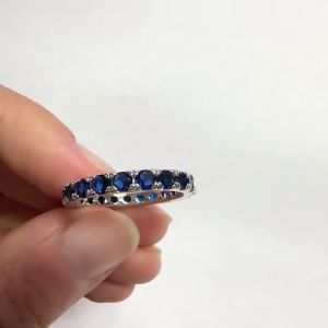 Huitan Minialist Blue Cubic Zirconia Women Ring Slim Silver Color Stackable Party Daily Versatile Elegant Fashion Jewelry Gift