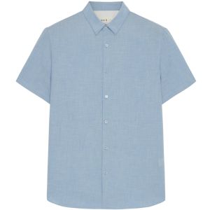 Icicle Mens Shirt Pure Cotton Solid Color Woven Short Sleeve Straight Body Square Collar Autumn Fashion Youth Popular Style