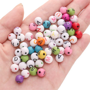 100pcs 8mm Mixed Colors Acrylic Letter Beads Round Loose Spacer Beads For Handmade Bracelet Necklace Earring Keychain DIY Craft Jewelry Making Accessories