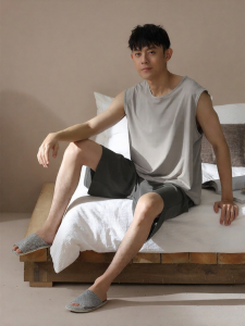 me home wear | Mens Summer Ice Silk Modal Tank Sleepwear