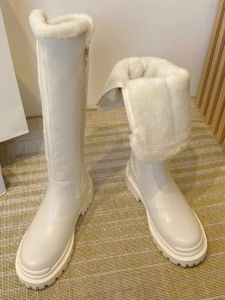 Winter New Womens High-Tube Woolen Snow Cotton Boots Thick Bottom Fur Lined Ankle Boots Fashionable Waterproof Rubber Sole