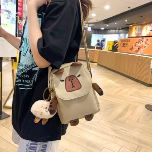 Cute Cartoon Capybara Crossbody Bag Womens Single Shoulder Casual Versatile Mobile Phone Bag Small Size Nylon Material