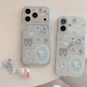 Sanrio | Ốp Điện Thoại iPhone Sanrio Hello Kitty Sọc Chống Sốc Chất Liệu TPU Kèm Móc Treo - Chống Nước Chống Xước Tương Thích Sạc Không Dây