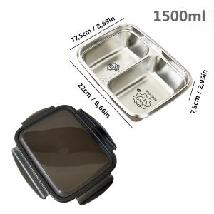 Hộp Cơm Trưa Bento Bằng Thép Không Gỉ 304 WORTHBUY Hộp Đựng Thức Ăn Chống Rò Rỉ Có Ngăn Đựng Thân Thiện Với Môi Trường Dành Cho Học Sinh Và Trẻ Em