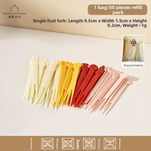 MODERN SWEETHOME | Food-grade Lucky Sign Disposable Fruit Fork With Storage Jar