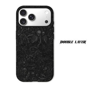 Dark Skull Gothic Print Phone Case for iPhone 18 17 16 15 14 13 12 11 Air Pro Max Plus Double-layer Cover