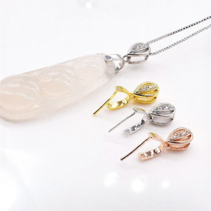 925 Silver Plated Pumpkin Button Pendant Buddhist Buddha Public Figure Jadeite Pendant Clasp Necklace Connector DIY Accessories