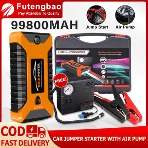 Car Jump Starter 99800mAh/12V Car Jumper Starting Booster Car Start Supply Portable USB Charger Multi-function Rechargeable Emergency Power bank Starting Device With Air Pump
