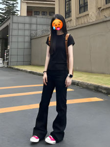 Black Flared Jeans Womens High Waist Cleanfit Slimming Pants Straight Leg Narrow Version Casual Trousers Autumn Fashion