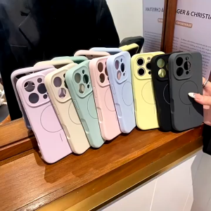 Soft Case Pastel Magnetik Magsafe Wireless Charging Liquid Silikon Slim Skin Candy Macaron Microfiber Bludru Frame Kamera Kompatibel Untuk IPhone 13 Mini 13 Pro Max Ip 12 Mini Ip 12 Pro Max Ip 11 Pro Max Skin Texture Friendly