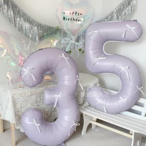 40 Inch Purple Sweet Potato Baby Birthday Balloons Number 5 3 Party Decoration Girls Photo Butterfly Knot Ballet Style Balloons