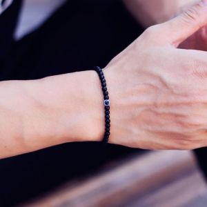 Minimalist ตุรกี Evil Eyes สร้อยข้อมือขนาดเล็กสร้อยข้อมือลูกปัด 4 มม.อุปกรณ์เสริมสําหรับ Ombre ธรรมชาติ Hematite สร้อยข้อมือ