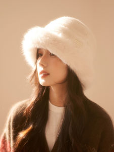 Winter Thick Plush Fisherman Hat Girls Outdoor Cold-Proof Heattech Flat Top Bucket Hat Atmosphere Show Face Small Bag Cap