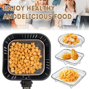 Air Fryer Rack Stackable Grilling 304 Stainless Steel Basket Tray Food Frying Basket Baking Cooking Tool Kitchen Gadgets