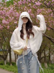 Sun Protection Lace Hooded Short Jacket