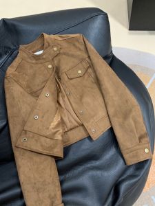 XUNYI | Áo Khoác Da Lộn Nữ Phong Cách Vintage Casual