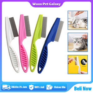 Sisir Bulu Kucing Anjing Panjang Jarum Stainless Steel Halus Serit Kutu Anjing Kucing Perawatan Hewan Peliharaan Gagang Panjang