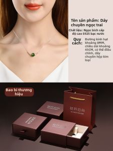 HUAKAIYUNDUO | Dây Chuyền Bạc 925 Tinh Tế Đính Mặt Dây Chuyền Ngọc Bích