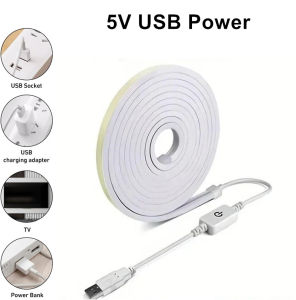 Angelila 5V USB LED Make up Mirror Strip Lights Touch Dimmable Makeup Self Sticker LED Neon Light Waterproof Bathroom Dressing Table Lighting Flexible LED Mirror Lamp for Barber Shop