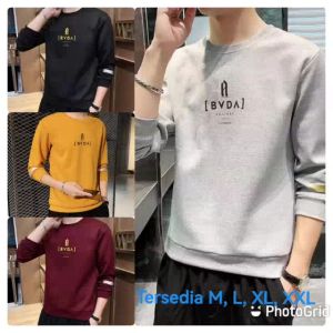 Bisa COD Sweater Keren Crewneck Elegan Kaos Pria Trendy Sweatshirt Kasual Sweter Cowok Baju Bvda