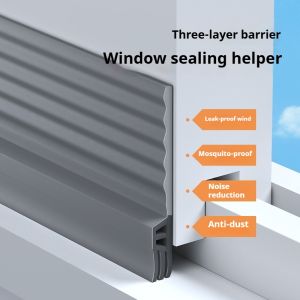 1Pc TPE Triple Anti-Cold Window Seal Strip 2/4M Windproof Dust-proof Noise Reduction Weatherstrip Self Adhesive Door Seal Strip