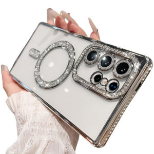 Luxury Diamond Magnetic Case for Magsafe Samsung Galaxy S25 S24 Ultra S23 Plus A56 A36 A55 A35 A15 A34 5g Women Girl Soft Cover