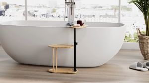Bed Side Table Swivel TV Tray Table Laptop Table Snack Table Sofa Shelf Storage Table 360° Rolling Table with Adjustable for Living Room Bedroom Small Spaces