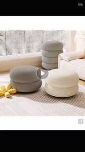 Small stool - Home cream style living room round sofa stool low stool