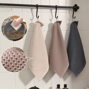 Cotton Towel Soft Absorbent Dishcloth Kitchen Dish Rags Honeycomb Breathable Face Wash Towel Household Cleaning Cloth Wash Cloth